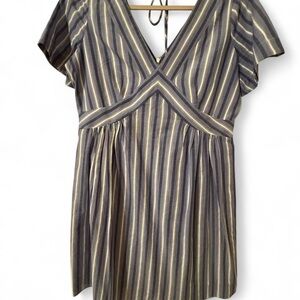 Banana Republic Striped Mini Dress - Gray and Cream